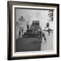 US Navy Seabees Spreading Asphalt During Creation of Air Base-J. R. Eyerman-Framed Photographic Print