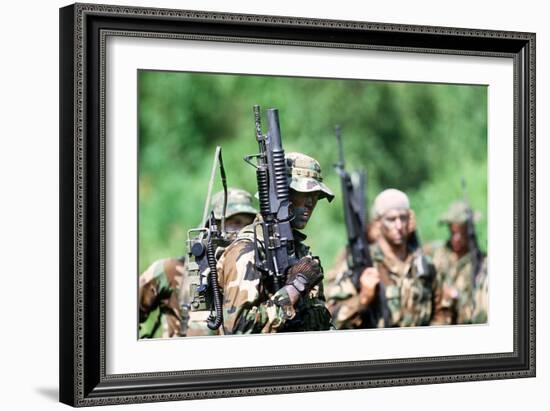 US Navy SEALs in Warfare Training, Aug. 1, 1987-null-Framed Photo