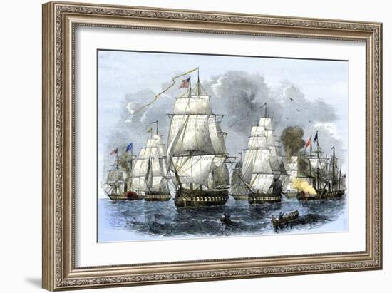 US Navy Squadron Commanded by Matthew Perry Sailing for Japan, 1852, including USS Susquehannah-null-Framed Giclee Print