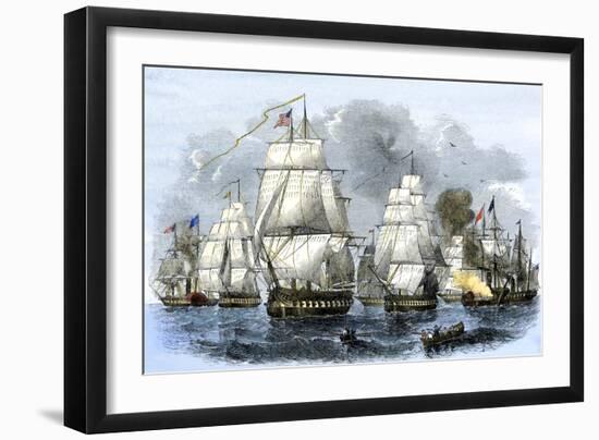 US Navy Squadron Commanded by Matthew Perry Sailing for Japan, 1852, including USS Susquehannah-null-Framed Giclee Print