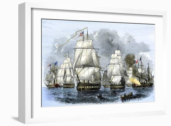 US Navy Squadron Commanded by Matthew Perry Sailing for Japan, 1852, including USS Susquehannah-null-Framed Giclee Print