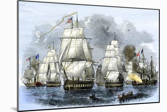 US Navy Squadron Commanded by Matthew Perry Sailing for Japan, 1852, including USS Susquehannah-null-Mounted Giclee Print