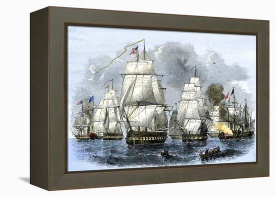 US Navy Squadron Commanded by Matthew Perry Sailing for Japan, 1852, including USS Susquehannah-null-Framed Premier Image Canvas