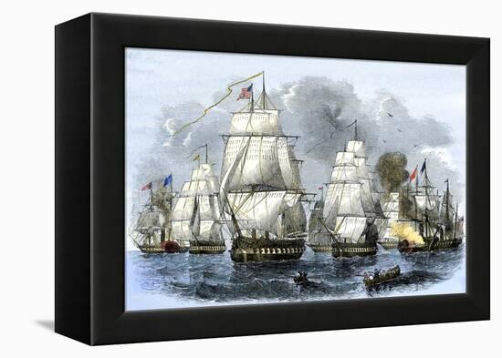 US Navy Squadron Commanded by Matthew Perry Sailing for Japan, 1852, including USS Susquehannah-null-Framed Premier Image Canvas