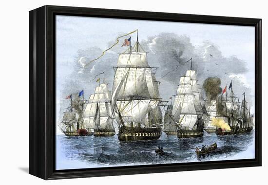 US Navy Squadron Commanded by Matthew Perry Sailing for Japan, 1852, including USS Susquehannah-null-Framed Premier Image Canvas