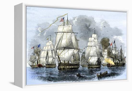 US Navy Squadron Commanded by Matthew Perry Sailing for Japan, 1852, including USS Susquehannah-null-Framed Premier Image Canvas