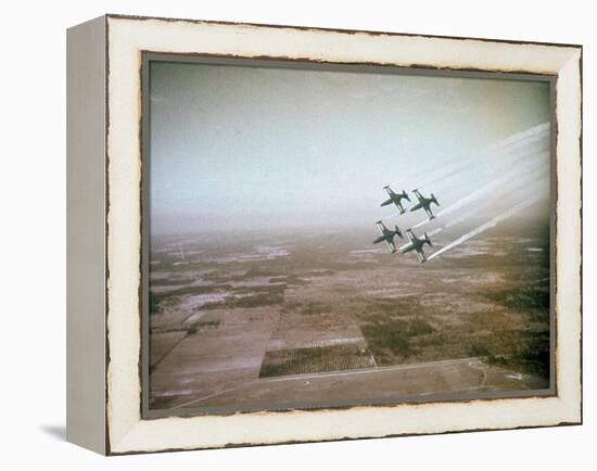 US Navy Stunt Pilots of the Blue Angels Flying their F9F Jets During an Air Show-J^ R^ Eyerman-Framed Premier Image Canvas