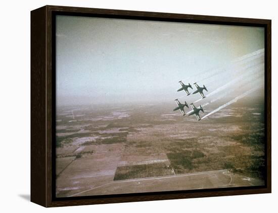 US Navy Stunt Pilots of the Blue Angels Flying their F9F Jets During an Air Show-J^ R^ Eyerman-Framed Premier Image Canvas