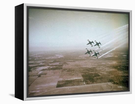 US Navy Stunt Pilots of the Blue Angels Flying their F9F Jets During an Air Show-J^ R^ Eyerman-Framed Premier Image Canvas