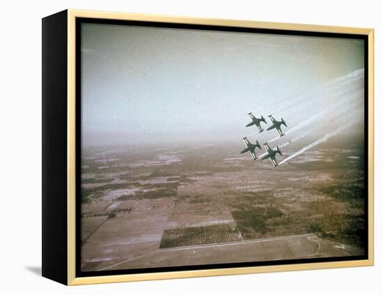 US Navy Stunt Pilots of the Blue Angels Flying their F9F Jets During an Air Show-J^ R^ Eyerman-Framed Premier Image Canvas