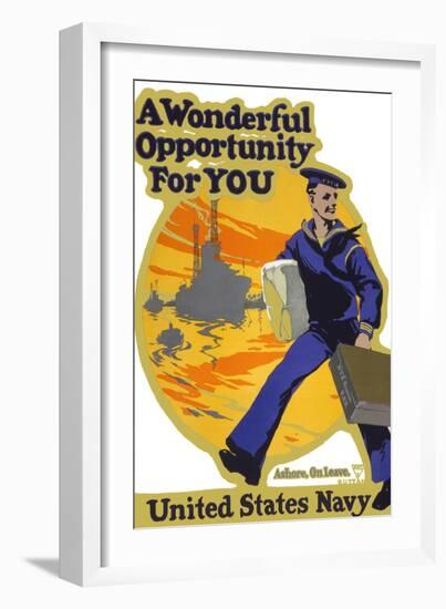 US Navy Vintage Poster - a Wonderful Opportunity-Lantern Press-Framed Art Print