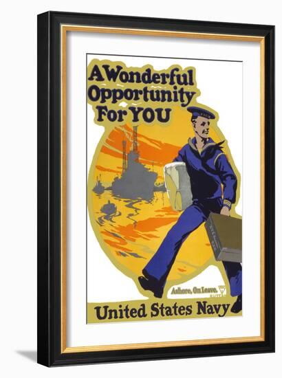 US Navy Vintage Poster - a Wonderful Opportunity-Lantern Press-Framed Art Print