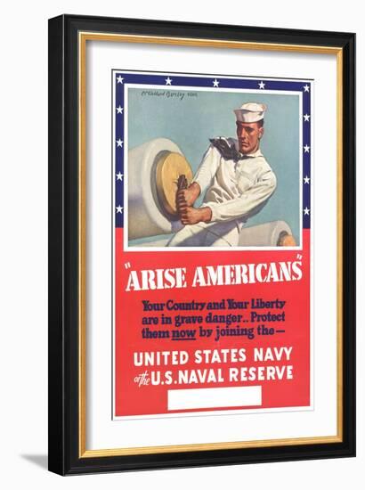 US Navy Vintage Poster - Arise Americans-Lantern Press-Framed Art Print