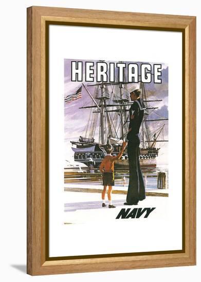 US Navy Vintage Poster - Heritage-Lantern Press-Framed Stretched Canvas