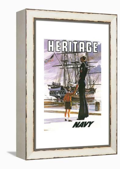 US Navy Vintage Poster - Heritage-Lantern Press-Framed Stretched Canvas