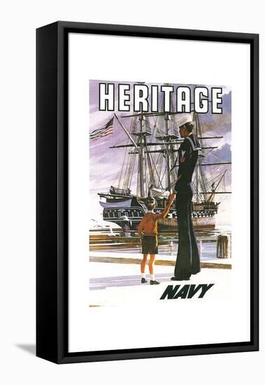 US Navy Vintage Poster - Heritage-Lantern Press-Framed Stretched Canvas