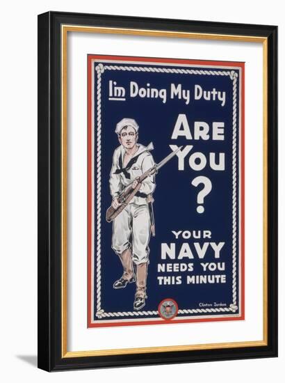 US Navy Vintage Poster - I'm Doing My Duty-Lantern Press-Framed Art Print