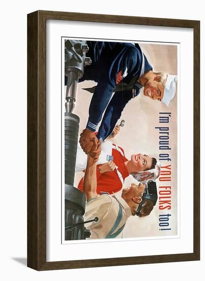 US Navy Vintage Poster - I'm Proud of You Folks Too-Lantern Press-Framed Art Print