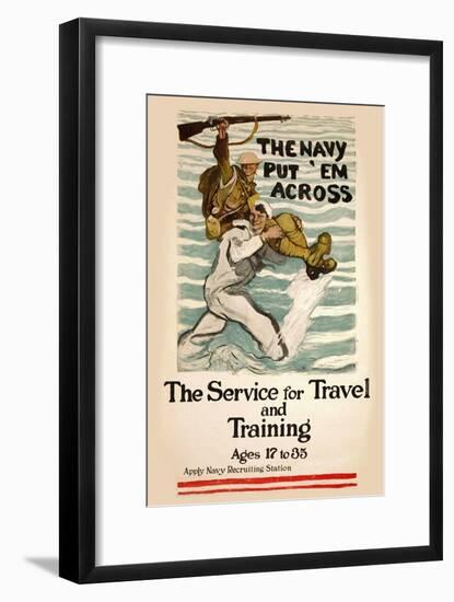 US Navy Vintage Poster - Put Em Across-Lantern Press-Framed Art Print
