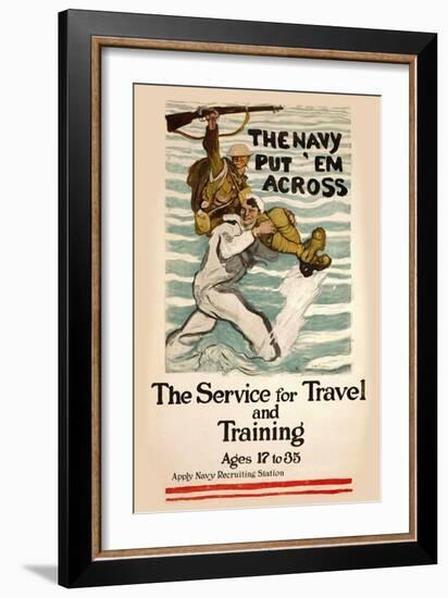 US Navy Vintage Poster - Put Em Across-Lantern Press-Framed Art Print