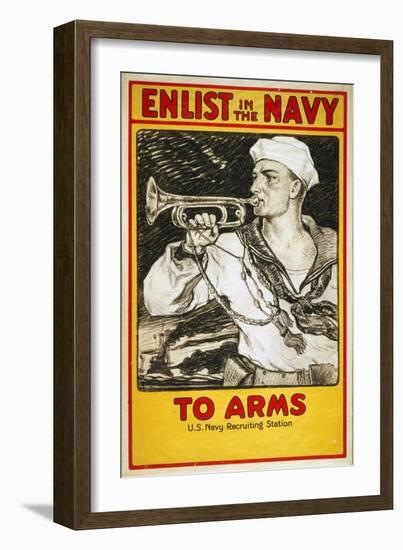 US Navy Vintage Poster - to Arms-Lantern Press-Framed Art Print