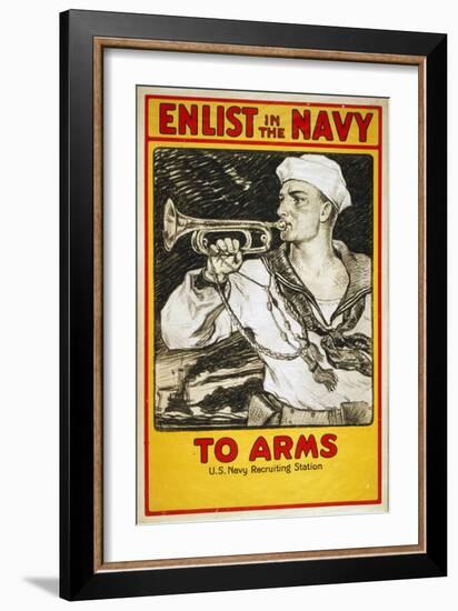 US Navy Vintage Poster - to Arms-Lantern Press-Framed Art Print