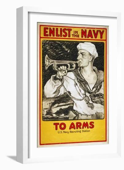 US Navy Vintage Poster - to Arms-Lantern Press-Framed Art Print
