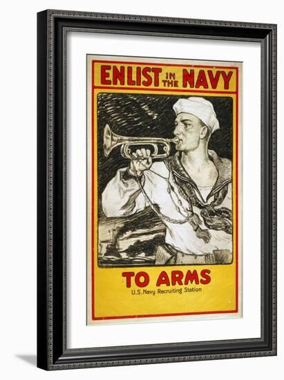 US Navy Vintage Poster - to Arms-Lantern Press-Framed Art Print