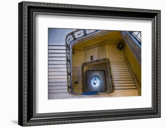 Us, Pennsylvania, Franklin Institute, Staircase and Foucaults Pendulum-Walter Bibikow-Framed Photographic Print