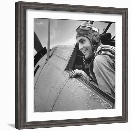 US Pilot at Midway Naval Base-Frank Scherschel-Framed Photographic Print