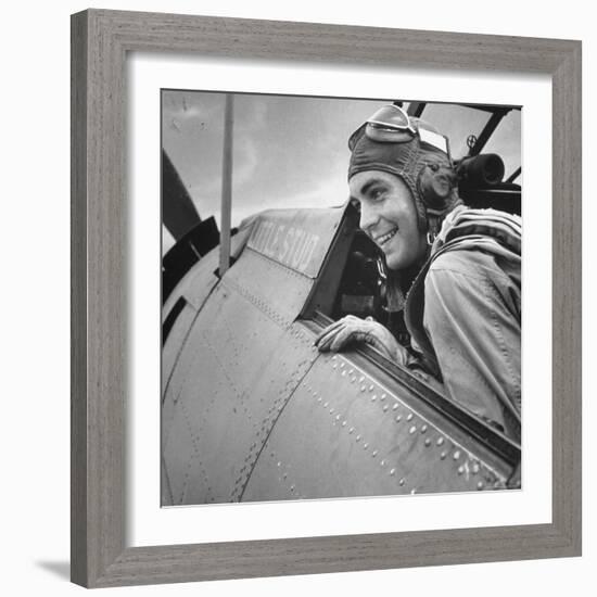 US Pilot at Midway Naval Base-Frank Scherschel-Framed Photographic Print