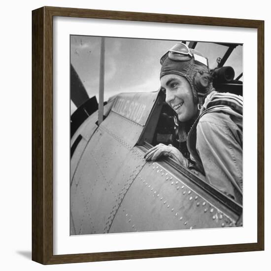 US Pilot at Midway Naval Base-Frank Scherschel-Framed Photographic Print