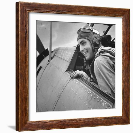 US Pilot at Midway Naval Base-Frank Scherschel-Framed Photographic Print