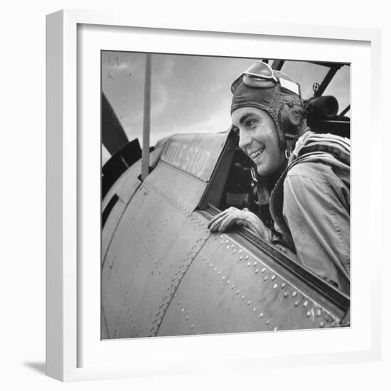 US Pilot at Midway Naval Base-Frank Scherschel-Framed Photographic Print