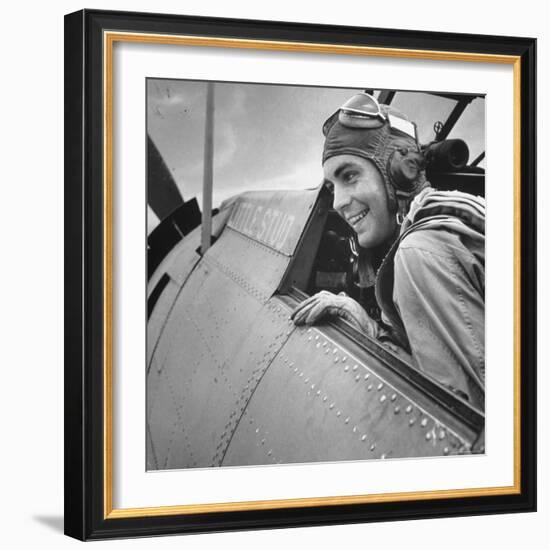 US Pilot at Midway Naval Base-Frank Scherschel-Framed Photographic Print