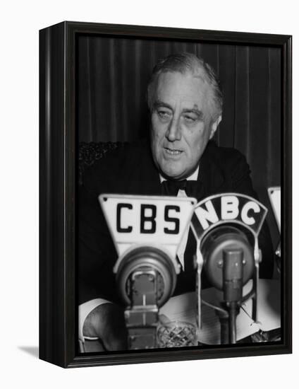 US President Franklin D. Roosevelt Delivering Fireside Chat On the European War, September 3, 1939-null-Framed Stretched Canvas