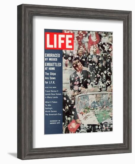 US President John F. Kennedy Getting Ticker Tape Reception During a Visit to Mexico, July 13, 1962-John Dominis-Framed Photographic Print