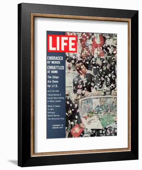 US President John F. Kennedy Getting Ticker Tape Reception During a Visit to Mexico, July 13, 1962-John Dominis-Framed Photographic Print