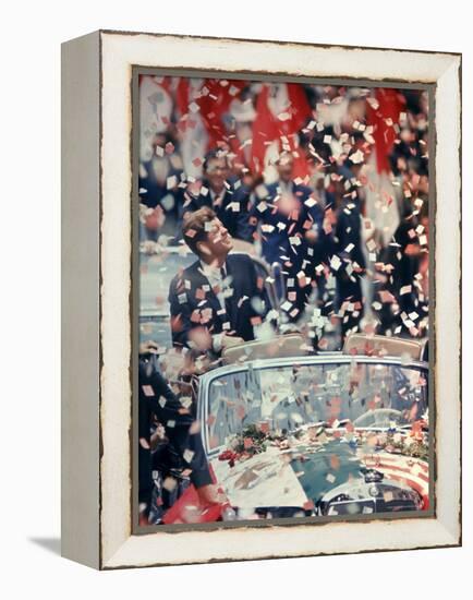 US President John F. Kennedy Receiving a Ticker Tape Parade During a State Visit to Mexico-John Dominis-Framed Premier Image Canvas