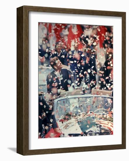 US President John F. Kennedy Receiving a Ticker Tape Parade During a State Visit to Mexico-John Dominis-Framed Photographic Print