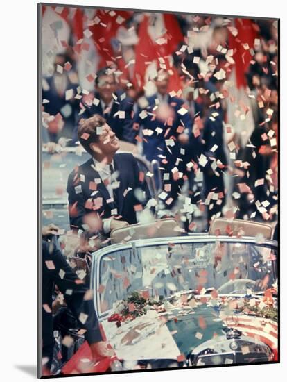 US President John F. Kennedy Receiving a Ticker Tape Parade During a State Visit to Mexico-John Dominis-Mounted Photographic Print