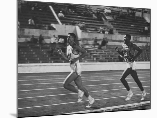 US Rafer Johnson and Nat. China Yang Chuan Kwang During Running Event at Olympics-null-Mounted Premium Photographic Print