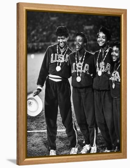 US Relay Team, Wilma Rudolph and Martha Hudson at Olympics-George Silk-Framed Premier Image Canvas