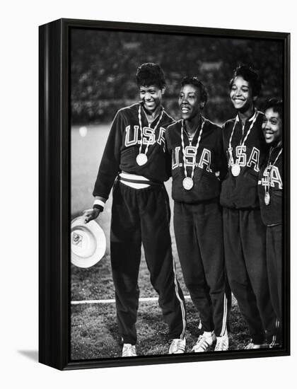 US Relay Team, Wilma Rudolph and Martha Hudson at Olympics-George Silk-Framed Premier Image Canvas