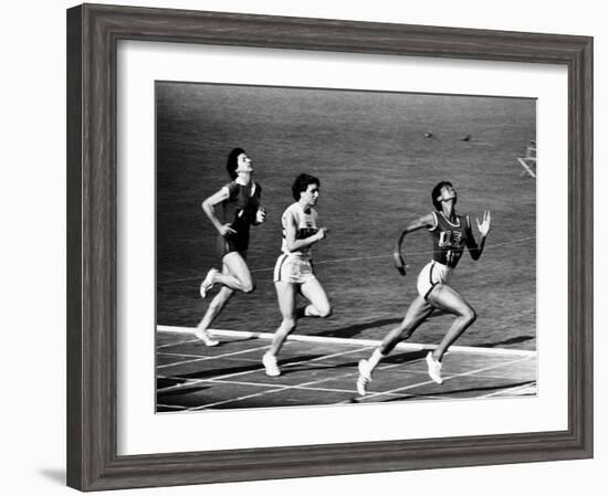 US Runner Wilma Rudolph Winning Women's 100 Meter Race at Olympics-Mark Kauffman-Framed Premium Photographic Print