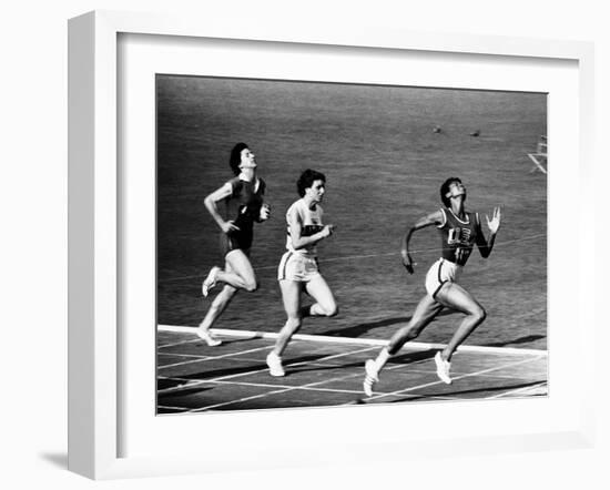 US Runner Wilma Rudolph Winning Women's 100 Meter Race at Olympics-Mark Kauffman-Framed Premium Photographic Print