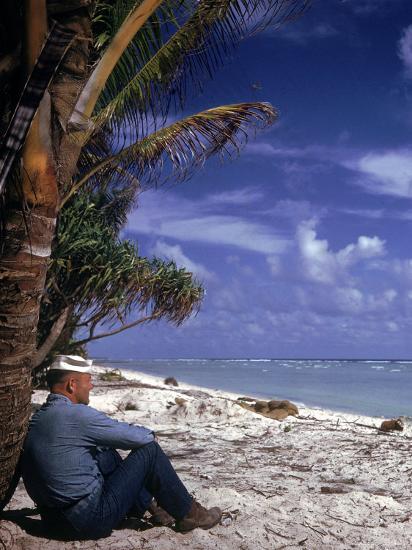 US Sailor Gazing at the Sea from the Tarawa Atoll During WWII-J^ R^ Eyerman-Photographic Print
