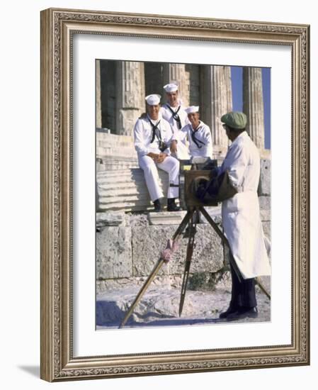 US Sailors Taking Photo at Greek Ruins-John Dominis-Framed Photographic Print