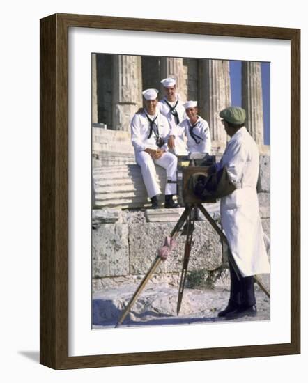 US Sailors Taking Photo at Greek Ruins-John Dominis-Framed Photographic Print