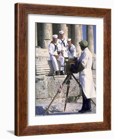 US Sailors Taking Photo at Greek Ruins-John Dominis-Framed Photographic Print